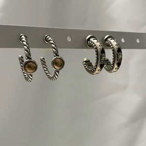 Brighton hoop earrings, 2 pair, silver and silver and gold